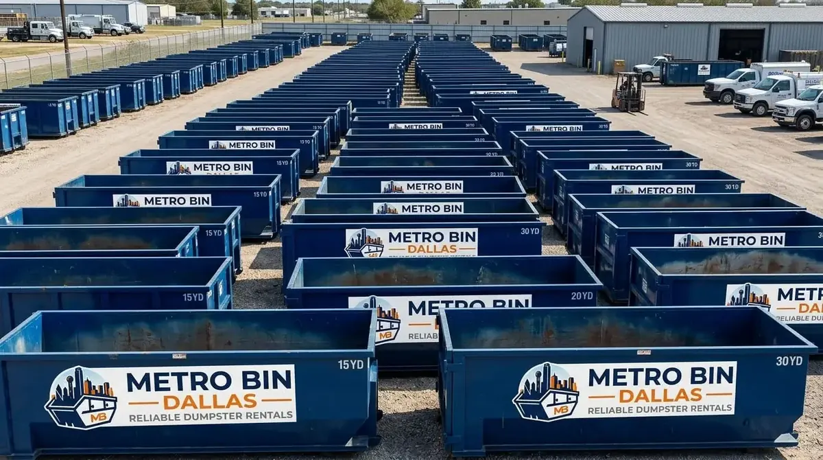 Metro Bin Dallas roll-off containers of every size at the Dallas yard